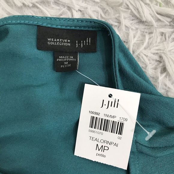 J. Jill Gorgeous Wearever Teal Paisley-Border Long Tunic Petite M PM NWT - Picture 4 of 8